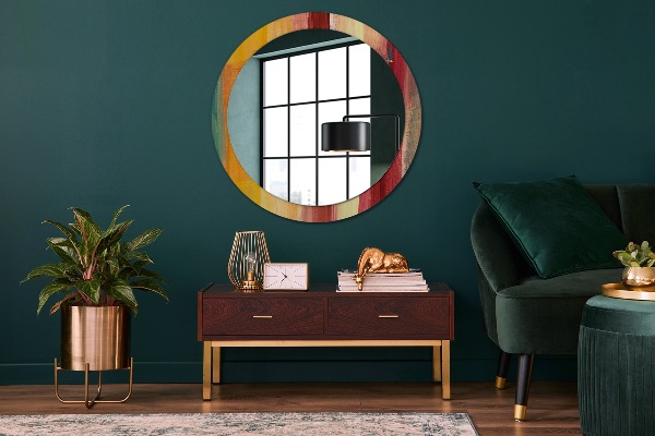 Round printed mirror Abstract picture