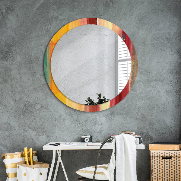 Round printed mirror Abstract picture