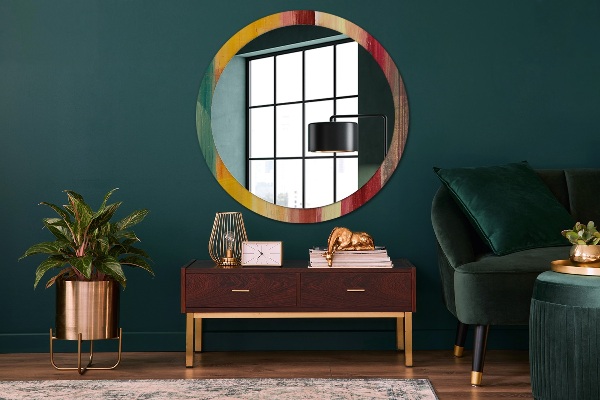 Round printed mirror Abstract picture