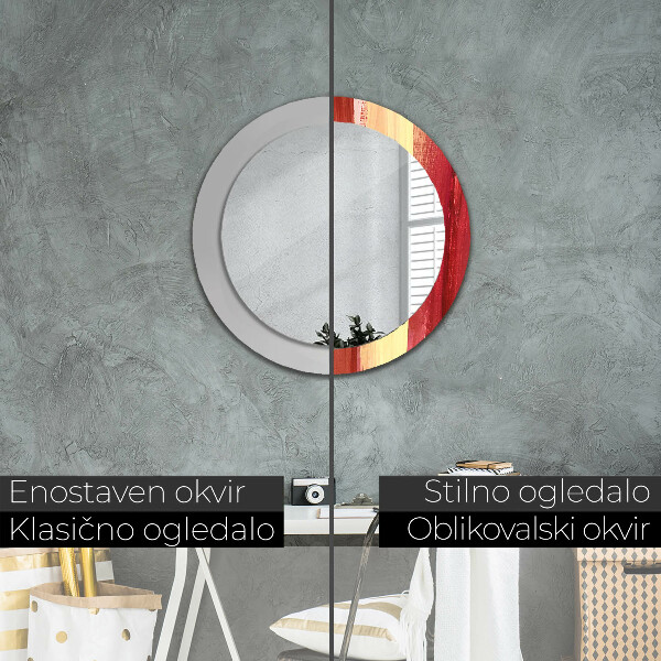 Round printed mirror Abstract picture