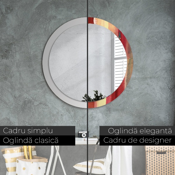 Round printed mirror Abstract picture