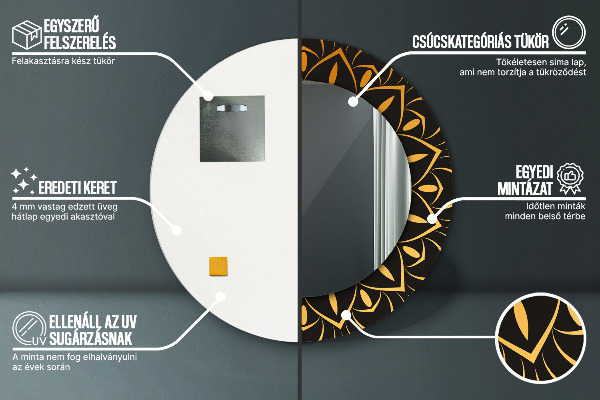 Round printed mirror Golden mandala