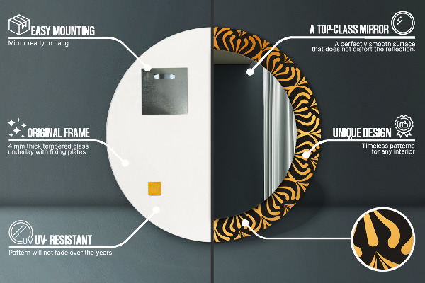 Round printed mirror Golden mandala