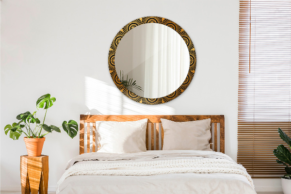 Round printed mirror Golden mandala