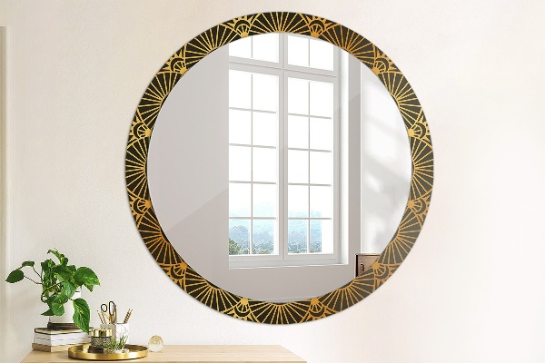 Round printed mirror Golden mandala