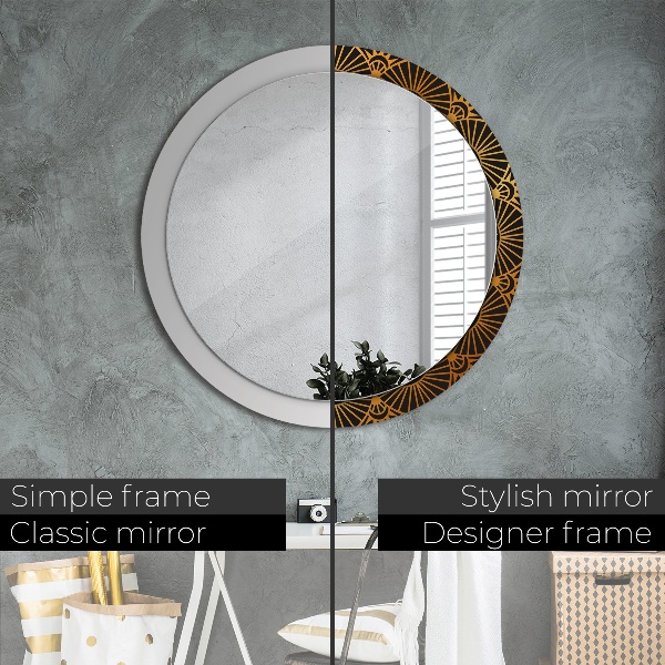 Round printed mirror Golden mandala