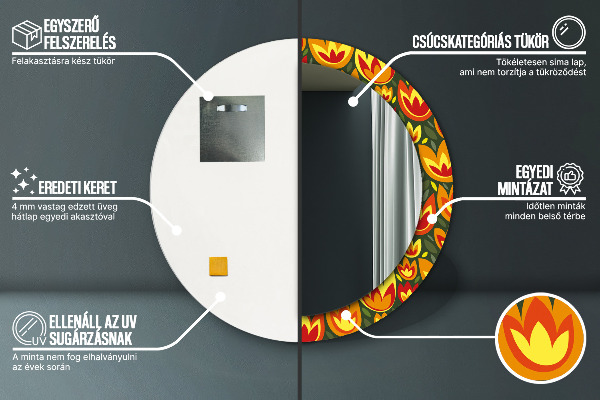 Round decorative mirror Retro tulips