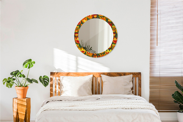 Round decorative mirror Retro tulips