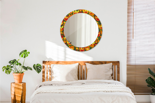 Round decorative mirror Retro tulips