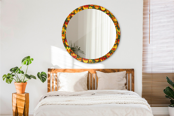 Round decorative mirror Retro tulips