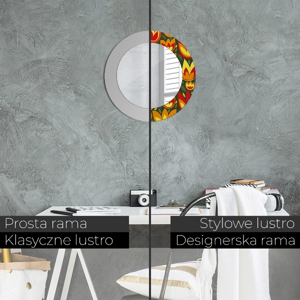 Round decorative mirror Retro tulips