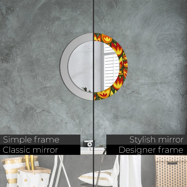 Round decorative mirror Retro tulips