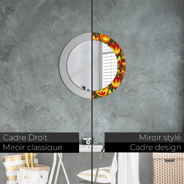 Round decorative mirror Retro tulips