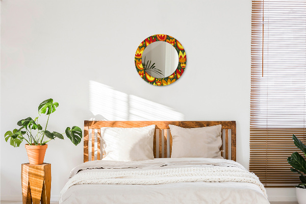 Round decorative mirror Retro tulips