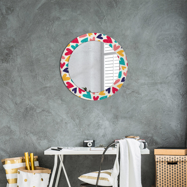 Ornate framed mirror Colorful hearts