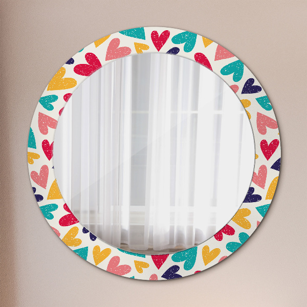Ornate framed mirror Colorful hearts