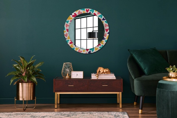 Ornate framed mirror Colorful hearts