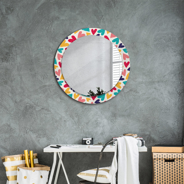 Ornate framed mirror Colorful hearts
