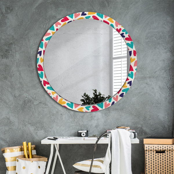 Ornate framed mirror Colorful hearts