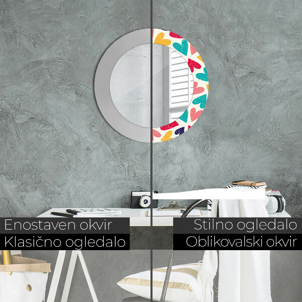 Ornate framed mirror Colorful hearts