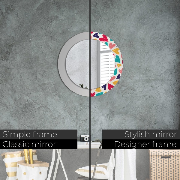 Ornate framed mirror Colorful hearts