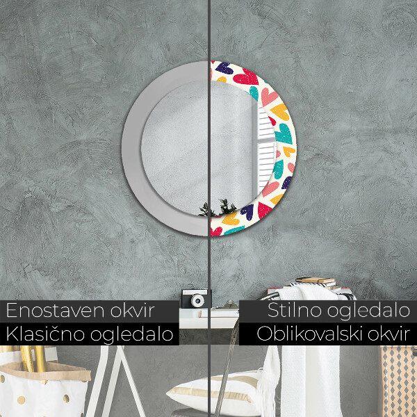 Ornate framed mirror Colorful hearts