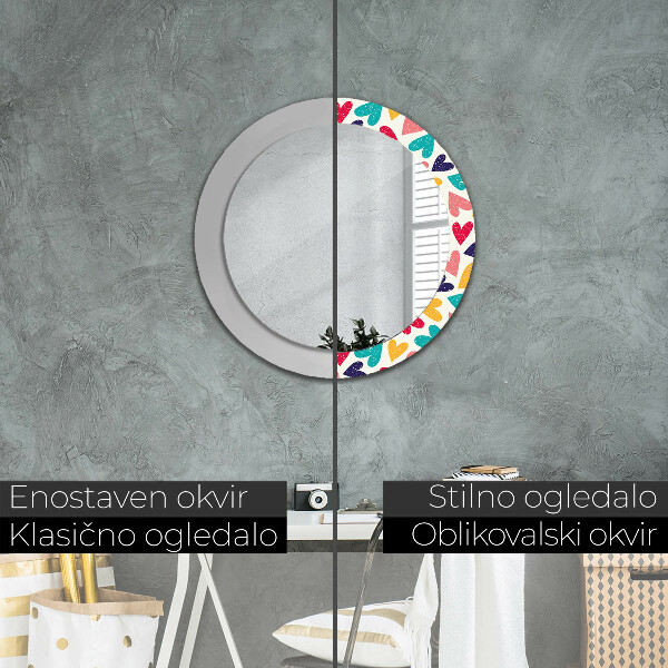 Ornate framed mirror Colorful hearts