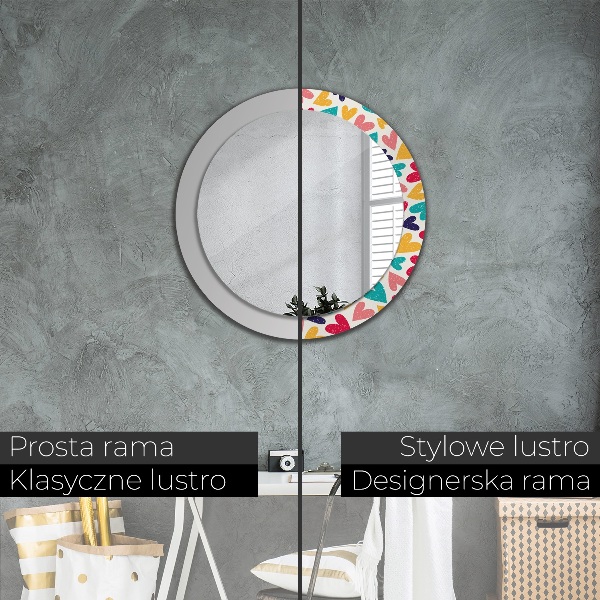 Ornate framed mirror Colorful hearts