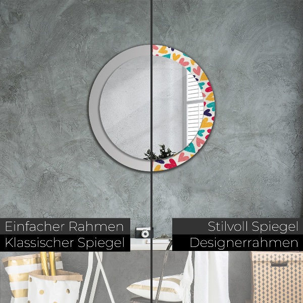 Ornate framed mirror Colorful hearts