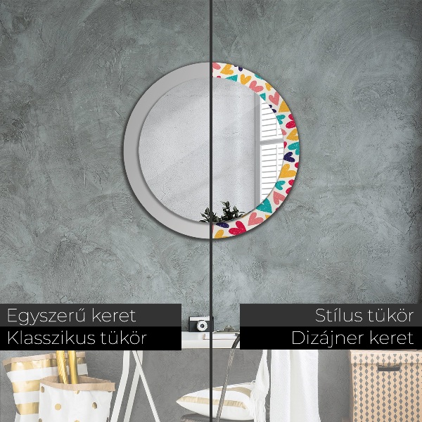 Ornate framed mirror Colorful hearts