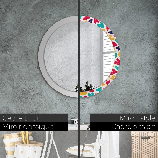 Ornate framed mirror Colorful hearts