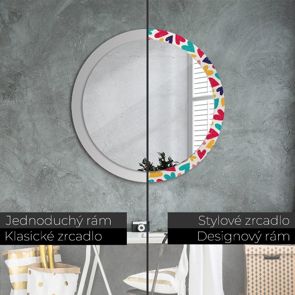 Ornate framed mirror Colorful hearts