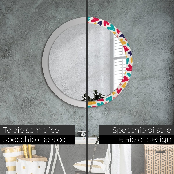 Ornate framed mirror Colorful hearts