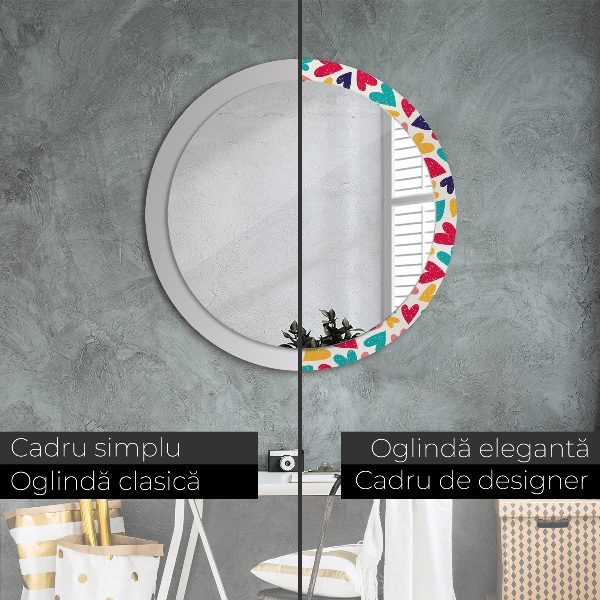 Ornate framed mirror Colorful hearts