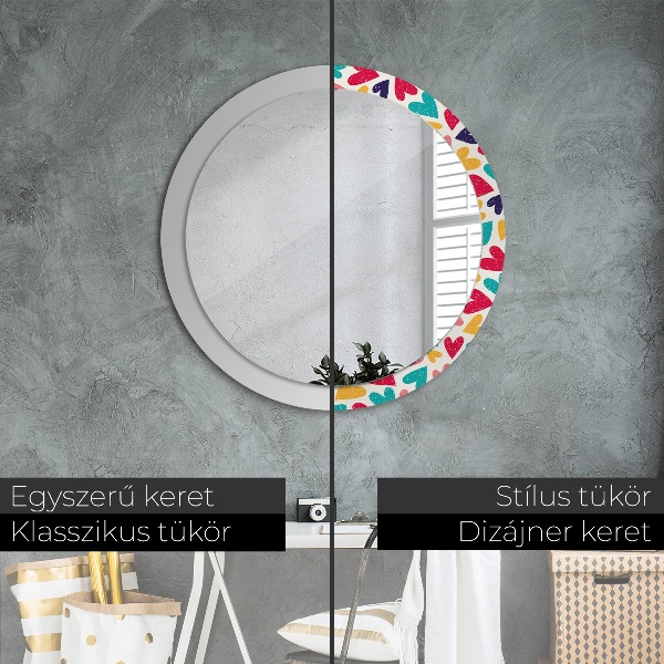 Ornate framed mirror Colorful hearts