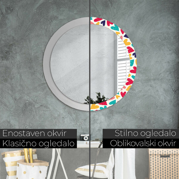 Ornate framed mirror Colorful hearts