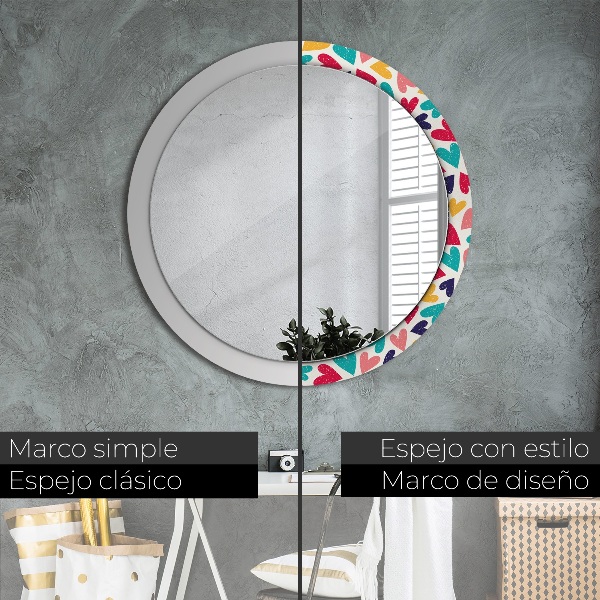 Ornate framed mirror Colorful hearts