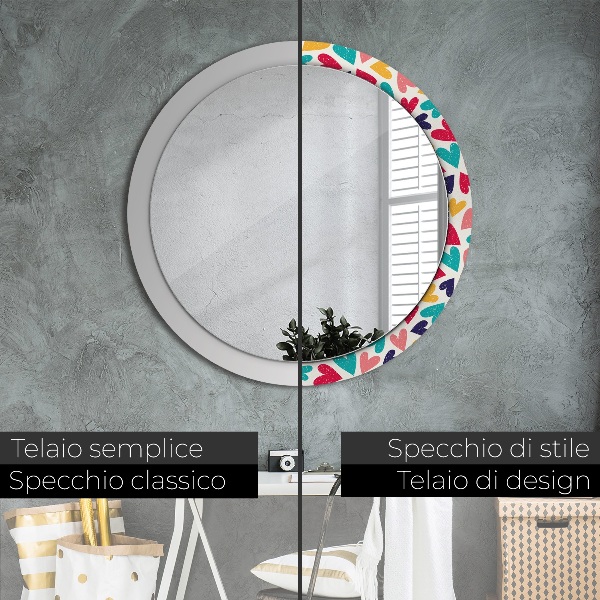Ornate framed mirror Colorful hearts