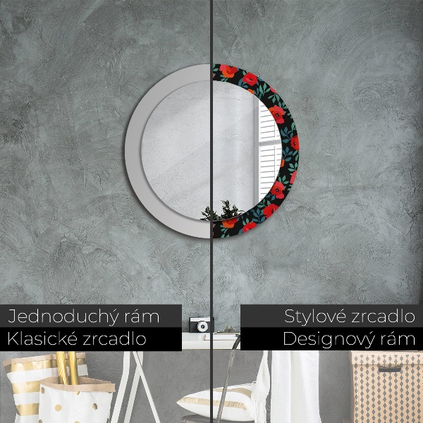 Round decorative mirror Red poppy seed
