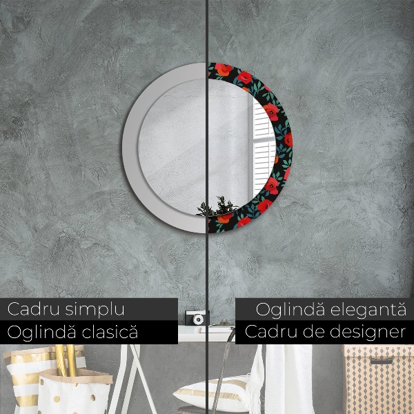 Round decorative mirror Red poppy seed