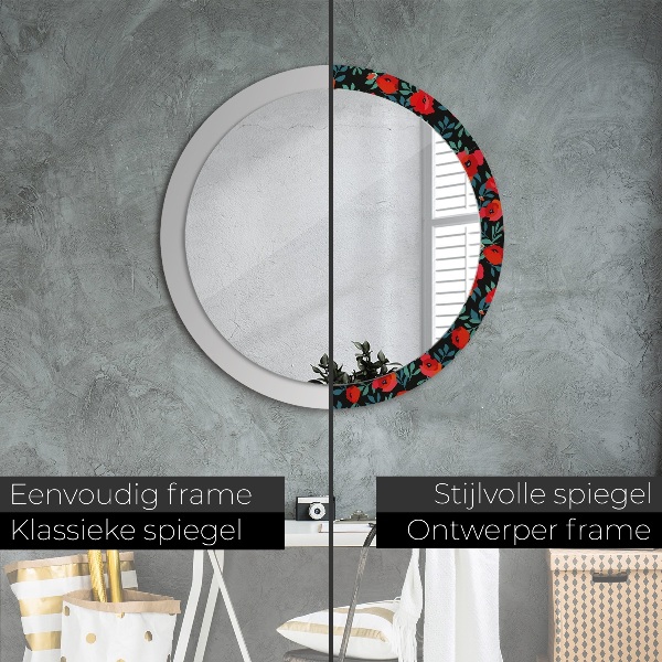 Round decorative mirror Red poppy seed