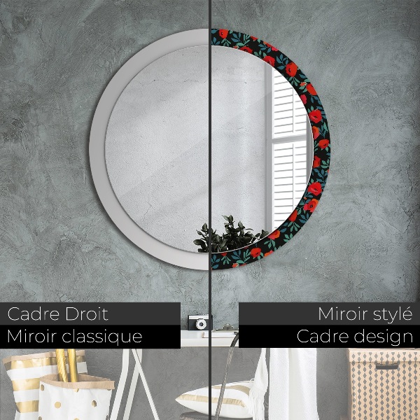 Round decorative mirror Red poppy seed