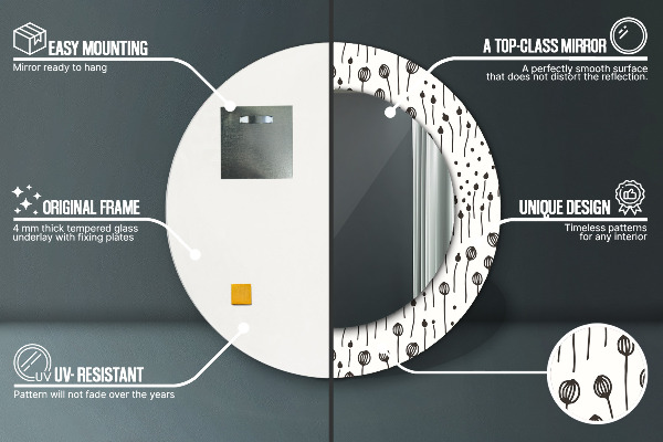 Round decorative mirror Floral drawing