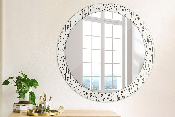 Round decorative mirror Floral drawing