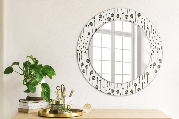 Round decorative mirror Floral drawing