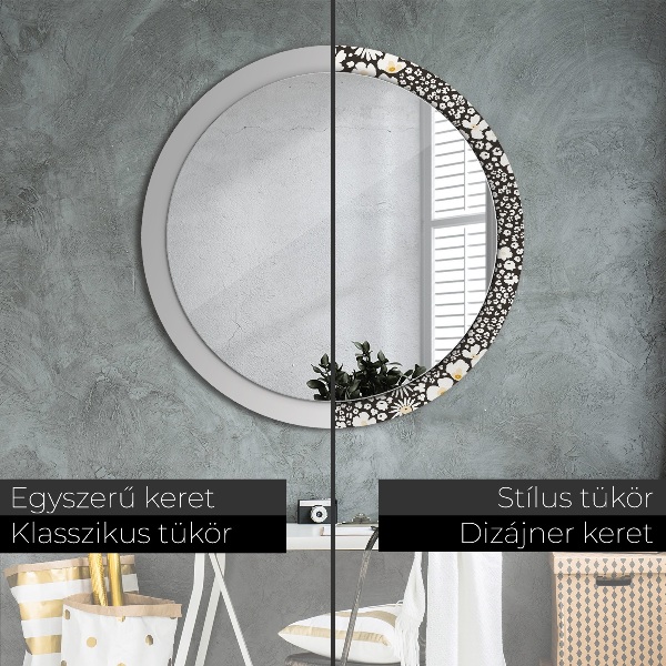 Round decorative mirror Stokrotka ivory