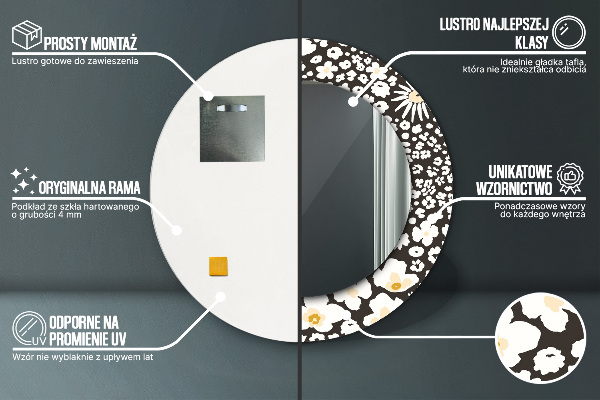 Round decorative mirror Stokrotka ivory