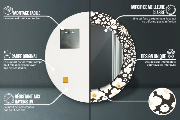 Round decorative mirror Stokrotka ivory