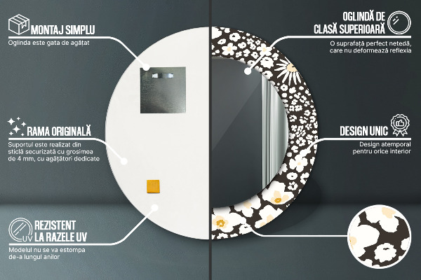 Round decorative mirror Stokrotka ivory