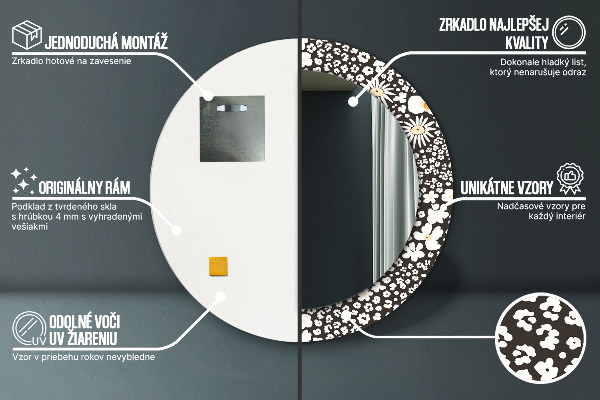 Round decorative mirror Stokrotka ivory